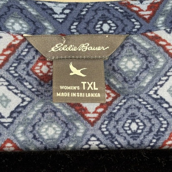 Eddie Bauer Tunic Top Women's‎ Size XL Blue Geometric Boho Rayon Print - Picture 10 of 16